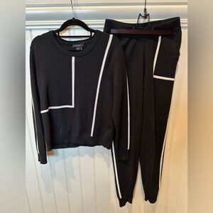 ALISON SHERI Ladies Women’s Girls Size XS Black & White Knit Sweater & Pants Set
